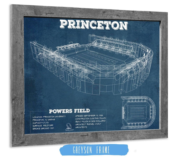Cutler West Princeton Tigers Football Art - Vintage Powers Field Blueprint Wall Art