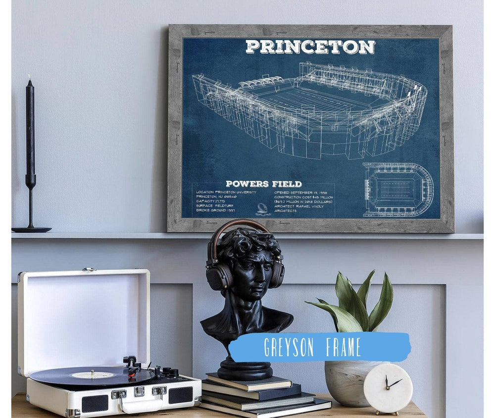 14" x 11" / Stretched Canvas Wrap Cutler West Princeton Tigers Football Art - Vintage Powers Field Blueprint Wall Art