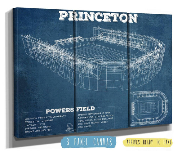 14" x 11" / Unframed Cutler West Princeton Tigers Football Art - Vintage Powers Field Blueprint Wall Art