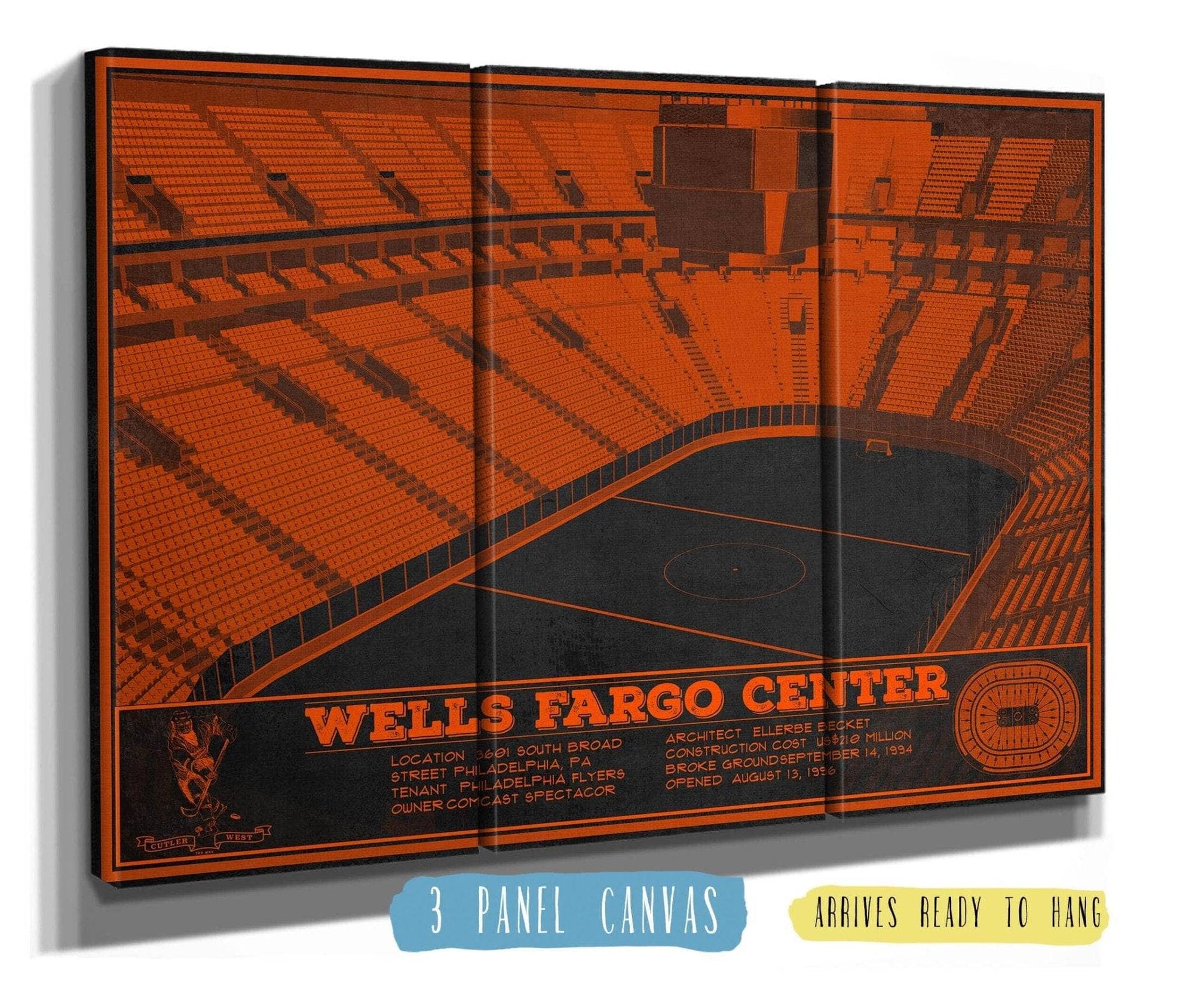 Cutler West Philadelphia Flyers Wells Fargo Center Philadelphia Seating Chart Vintage Hockey Print