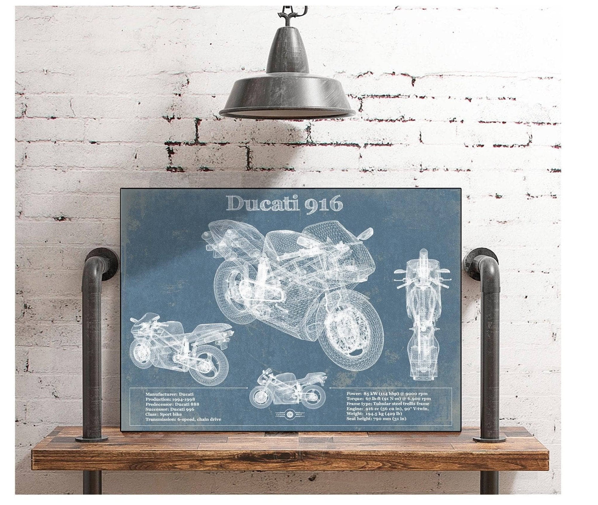 Cutler West Ducati 916 Blueprint Motorcycle Patent Print