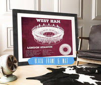 Cutler West 14" x 11" / Black Frame & Mat West Ham United FC - Vintage London Stadium Soccer Print 736809452-14"-x-11"3435