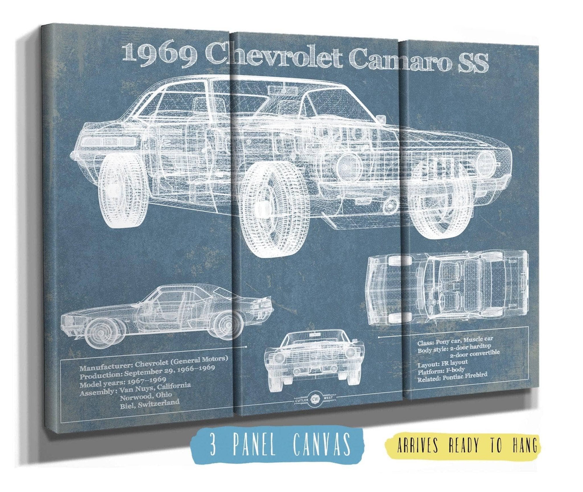 Cutler West Chevrolet Collection 1969 Chevrolet Camaro SS Original Vintage Car Print
