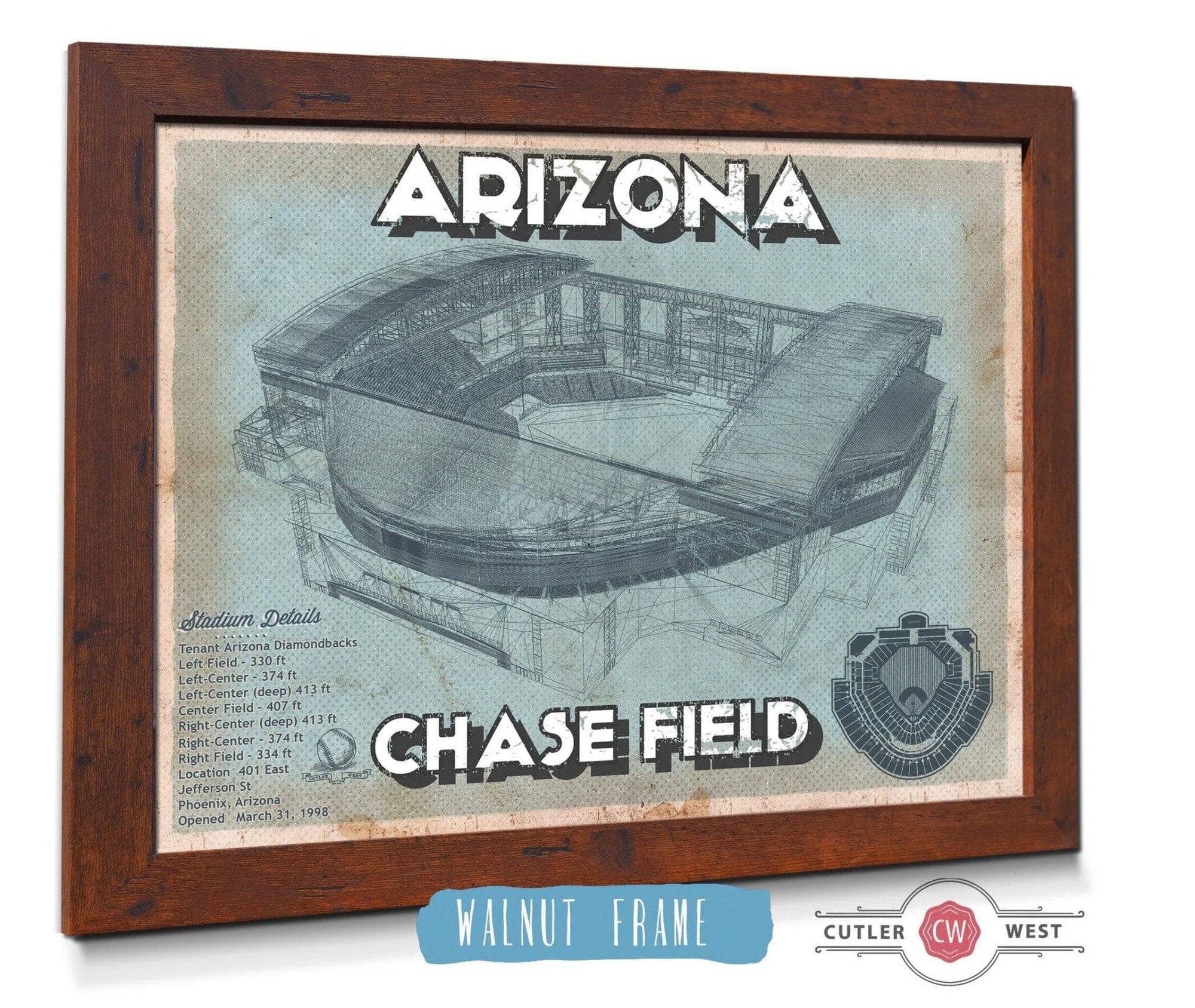 Cutler West Baseball Collection Arizona Diamondbacks - Chase Field Vintage Baseball Fan Print