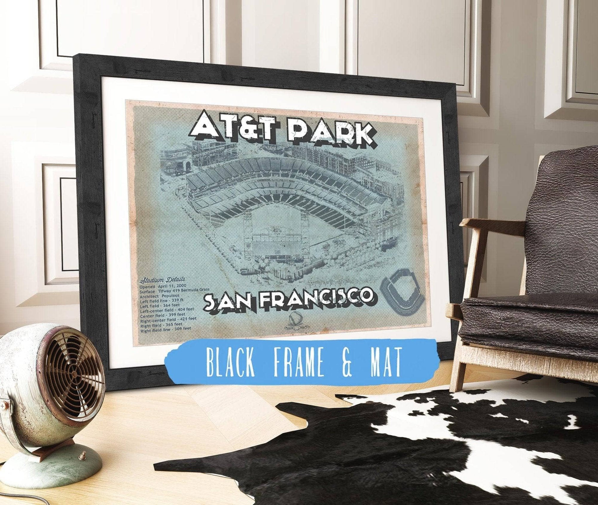 Cutler West 14" x 11" / Black Frame & Mat San Francisco Giants - AT&T Park Vintage Baseball Print 662435265-TOP-14"-x-11"51973