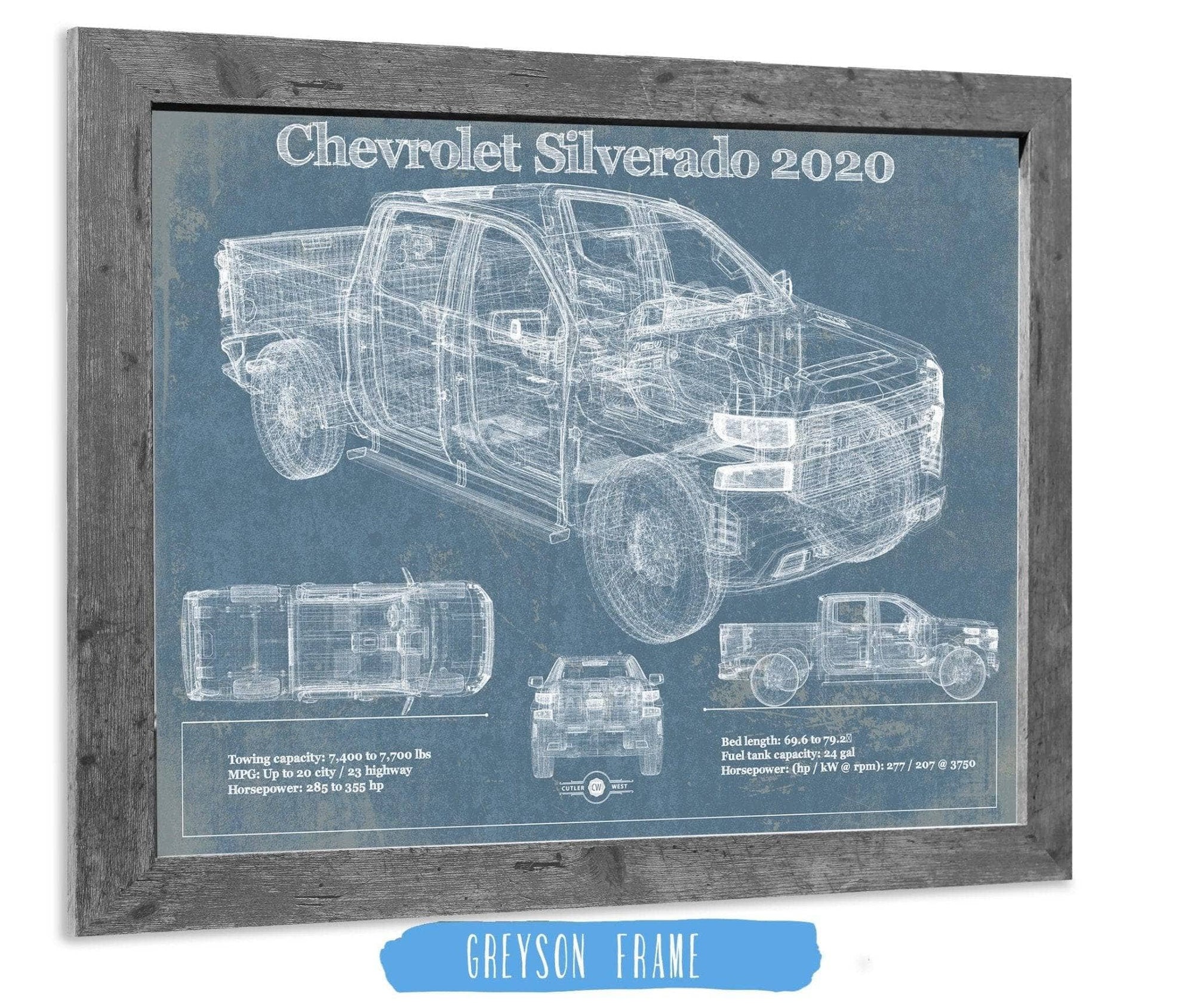 Cutler West Chevrolet Collection Chevrolet Silverado 2020 Blueprint Vintage Auto Patent Print