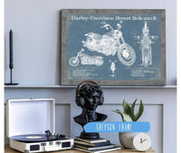 Cutler West 14" x 11" / Greyson Frame Harley-Davidson Street Bob 2018 Blueprint Motorcycle Patent Print 833110150_20249