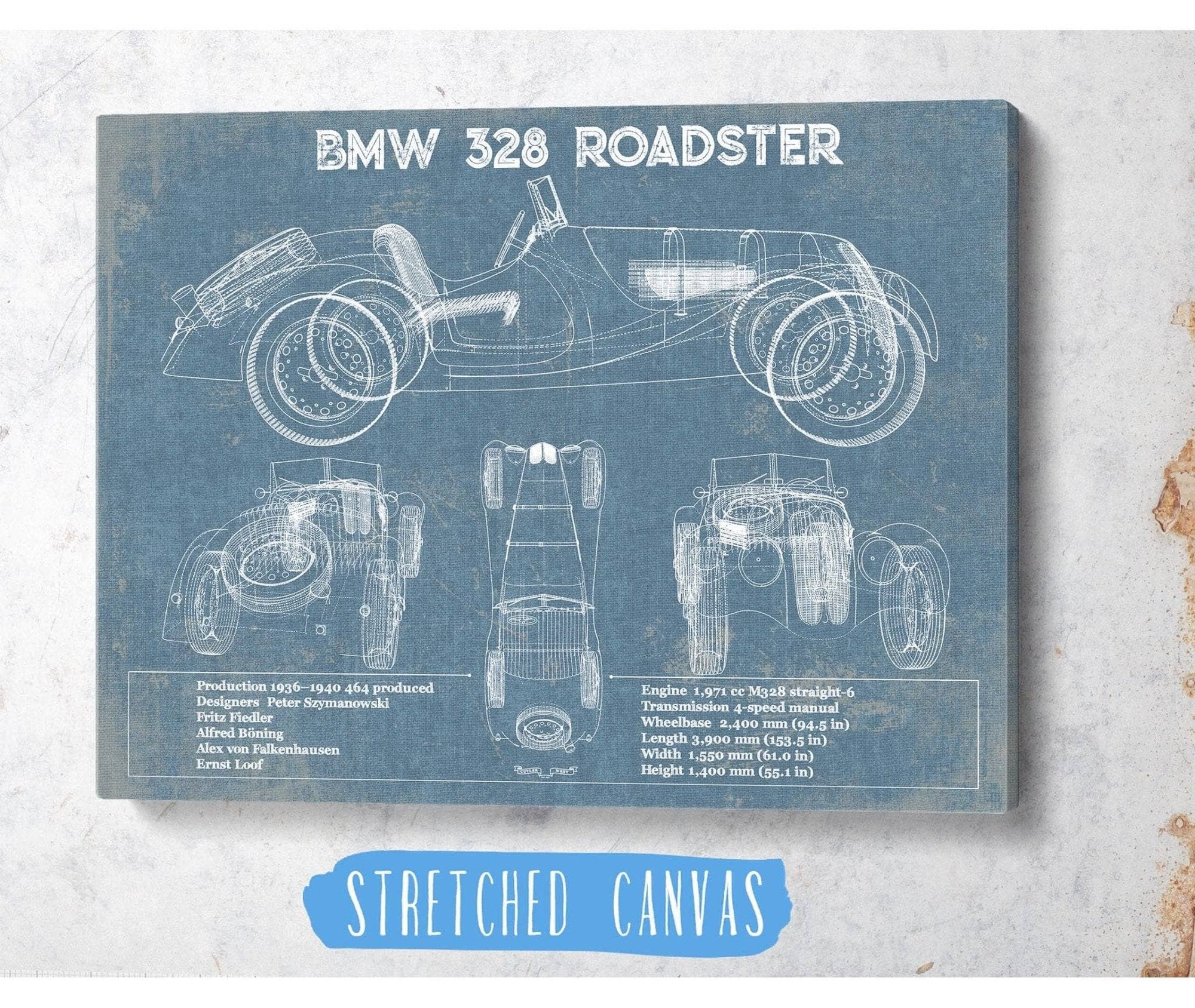 Cutler West Vehicle Collection BMW 328 Roadster Blueprint Vintage Auto Print