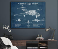 Cutler West Cessna Collection Cessna T-37 Tweet Trainer Aircraft Original Blueprint Art