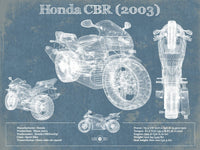 Cutler West Vehicle Collection 14" x 11" / Unframed Honda CBR660RR 2003 Blueprint Motorcycle Patent Print 889224077_13982