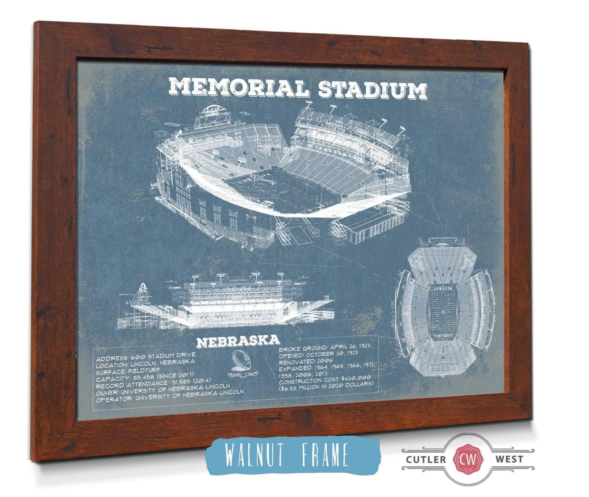 Cutler West College Football Collection Memorial Stadium (Lincoln) Nebraska Cornhuskers