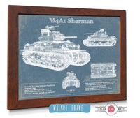 Cutler West Military Weapons Collection M4A1 Sherman Tank Vintage Blueprint Print