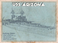 Cutler West 14" x 11" / Unframed USS Arizona WWII Battleship Blueprint Military Print 765892342-14"-x-11"31710