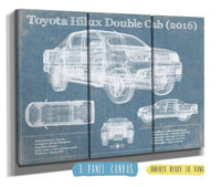 Cutler West Toyota Collection 48" x 32" / 3 Panel Canvas Wrap Toyota Hilux Double Cab (2016) Vintage Blueprint Auto Print 845000208_6909