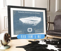 Cutler West Soccer Collection 14" x 11" / Black Frame & Mat Estadio Municipal De Riazor Stadium Blueprint Vintage Soccer (Football) Print 885468128_57253