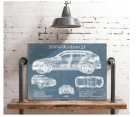 Cutler West Vehicle Collection BMW X1 (2013) Vintage Blueprint Auto Print