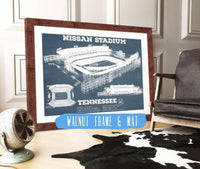 Cutler West Pro Football Collection 14" x 11" / Walnut Frame & Mat Tennessee Titans Nissan Stadium - Vintage Football Print 712523627