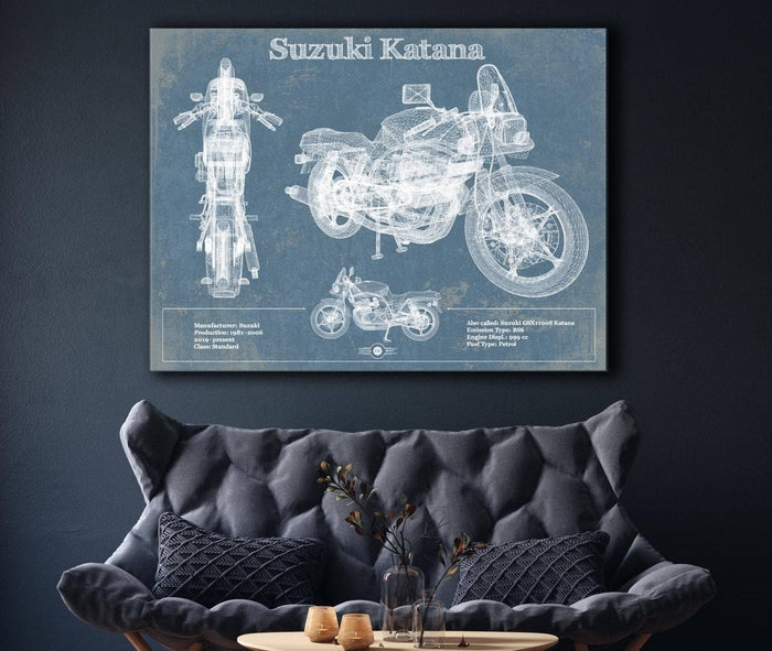 Cutler West Suzuki Katana Blueprint Motorcycle Patent Print