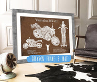 Cutler West 20" x 16" / Greyson Frame & Mat Yamaha MT-01 Blueprint Motorcycle Patent Print 933350089-20"-x-16"5030