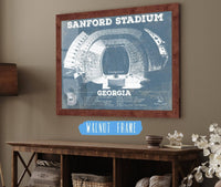 Cutler West College Football Collection Georgia Bulldogs Football - Sanford Stadium Vintage Football Blueprint Art Print