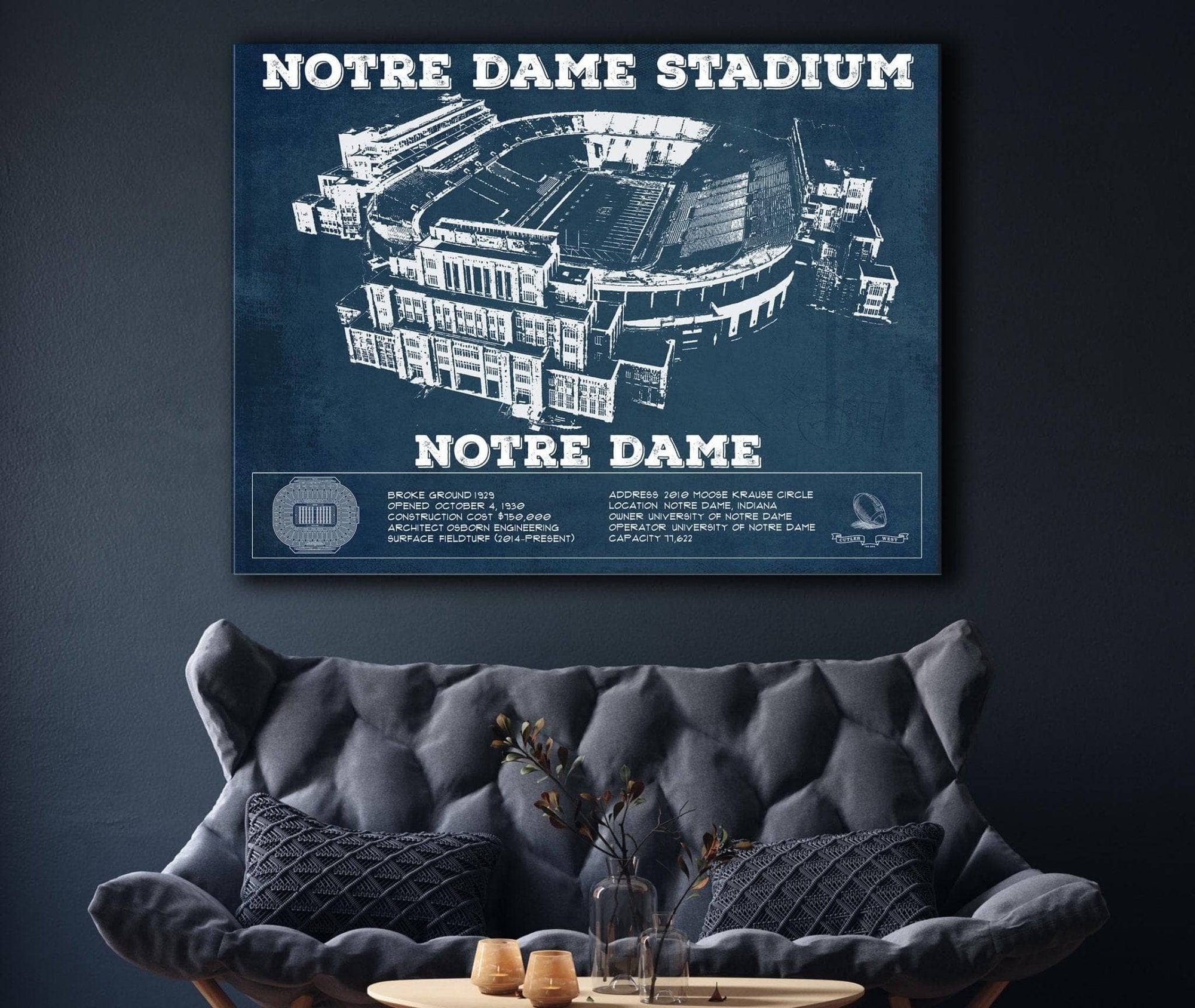 Cutler West Best Selling Collection Notre Dame Stadium Vintage Art Print