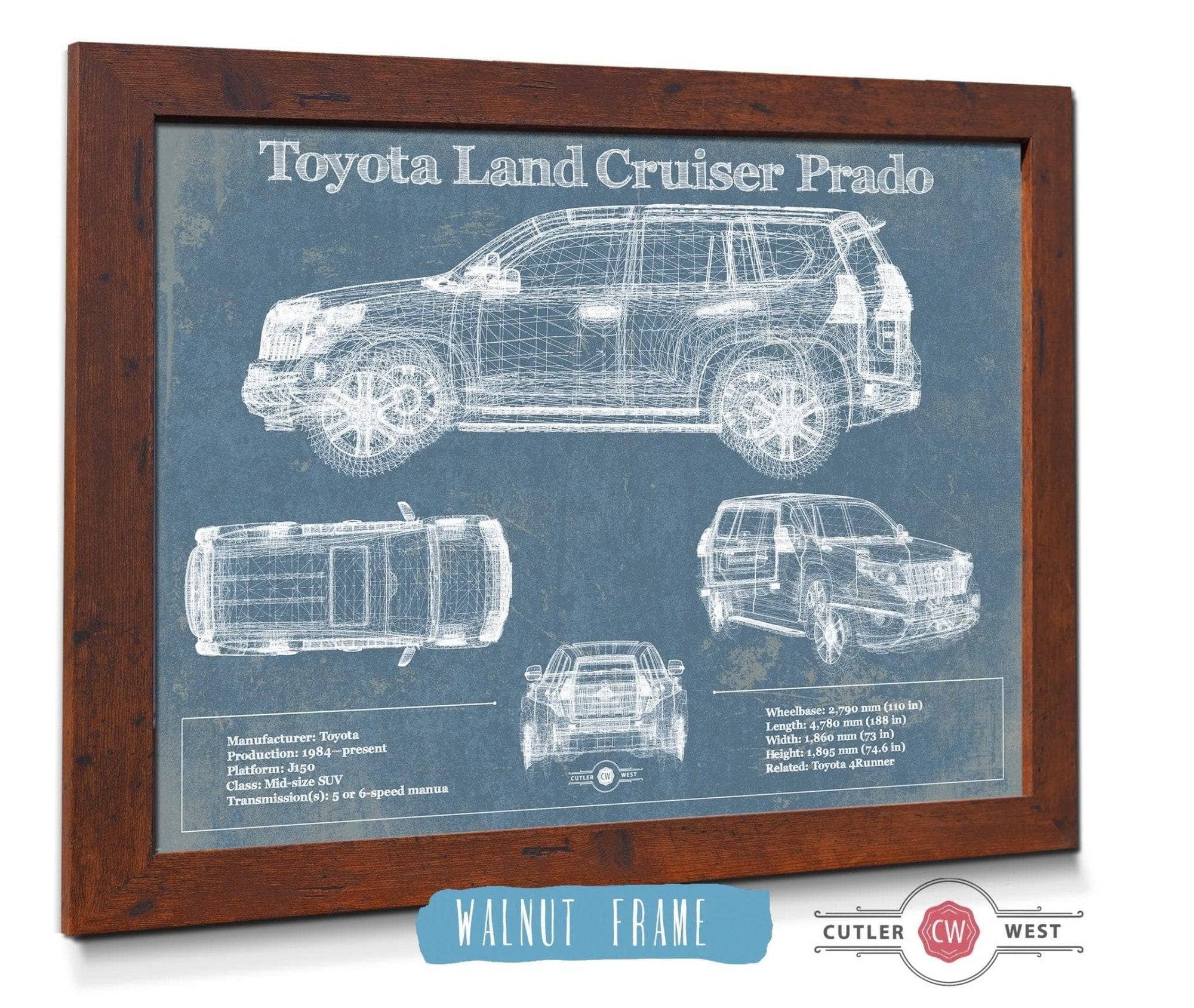 Cutler West Toyota Collection Toyota Land Cruiser Prado (2016) Blueprint Vintage Auto Patent Print