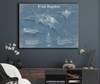 Cutler West Best Selling Collection F-22 Raptor Aviation Blueprint Military Print - Custom Name and Squadron Text