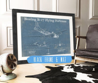 Cutler West Military Aircraft 14" x 11" / Black Frame & Mat Boeing B-17 Flying Fortress  Vintage Aviation Blueprint - Custom Pilot Name Can Be Added 800570714_35473