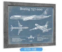 Cutler West Boeing Collection 14" x 11" / Greyson Frame Boeing 757-200 Vintage Original Blueprint Art Print - Custom Pilot Name Can Be Added 874380588_51384