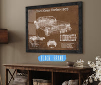 Cutler West Ford Collection 14" x 11" / Black Frame Ford Gran Torino 1975 Blueprint Vintage Auto Print 933350038_54810