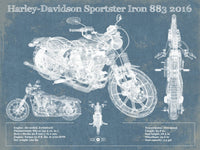 Cutler West Harley-Davidson Sportster Iron 883 2016 Blueprint Motorcycle Patent Print