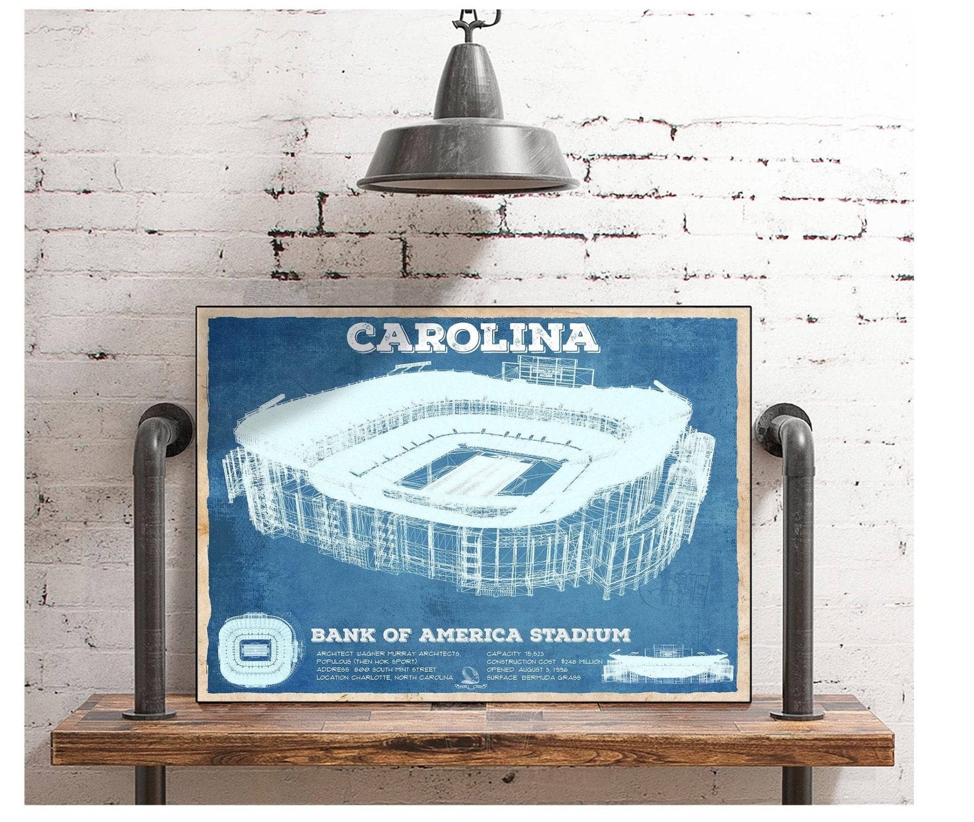 Cutler West Pro Football Collection Carolina Panthers Stadium Art - Bank of America - Vintage Football Print