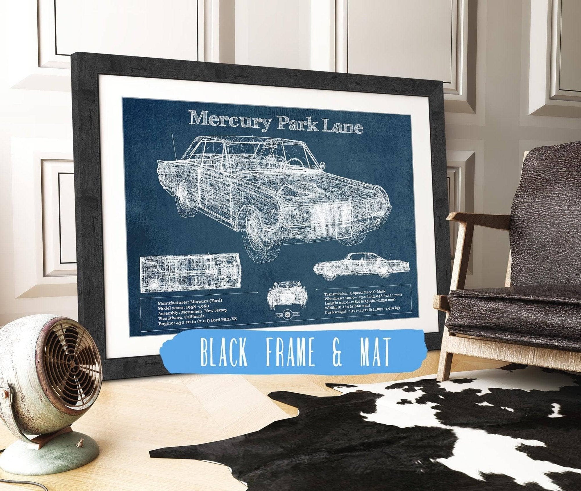 Cutler West Vehicle Collection Mercury Park Lane Blueprint Vintage Auto Print