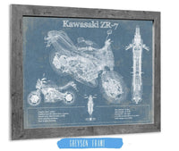 Cutler West Kawasaki ZR-7 Vintage Blueprint Motorcycle Patent Print