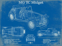 Cutler West Vehicle Collection MG TC Midget Vintage Blueprint Auto Print