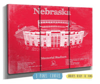 Cutler West College Football Collection 48" x 32" / 3 Panel Canvas Wrap Nebraska Cornhuskers - Vintage Memorial Stadium (Lincoln) Team Colors Art Print 933350118_71995