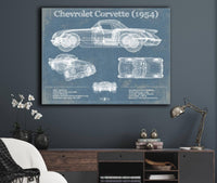 Cutler West Chevrolet Collection Chevrolet Corvette 1954 Vintage Blueprint Auto Print