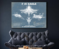 Cutler West Best Selling Collection F-15 Eagle Vintage Aviation Blueprint Military Print - Custom Name and Squadron Text