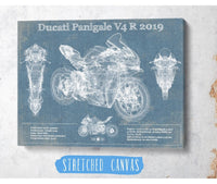 Cutler West Ducati Panigale V4 R 2019 Vintage Blueprint Motorcycle Patent Print