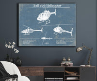 Cutler West Military Aircraft Bell 206 JetRanger/LongRanger Vintage Blueprint Helicopter Print