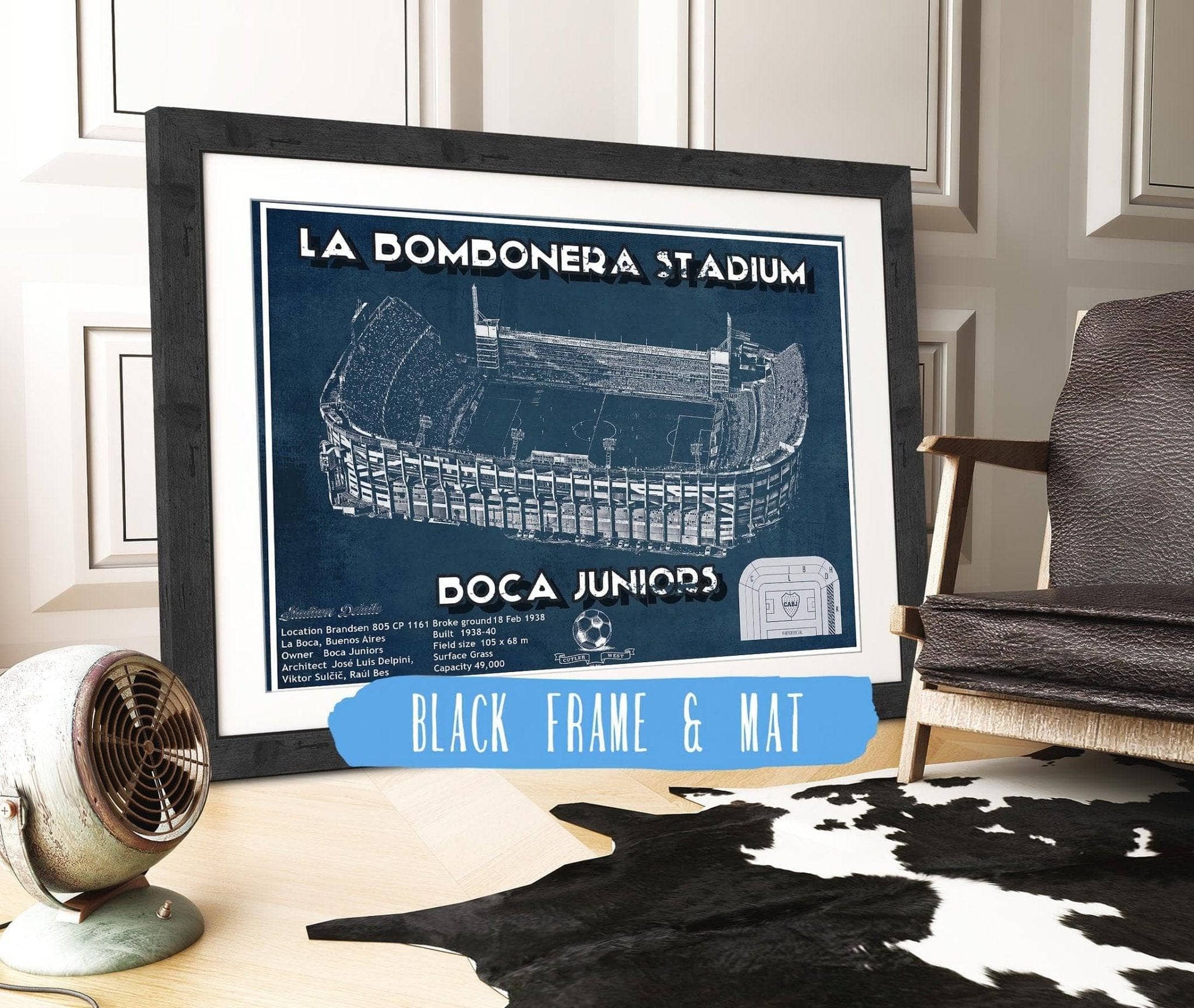 Cutler West Soccer Collection 14" x 11" / Black Frame & Mat Boca Juniors F.C La Bombonera Stadium Soccer Print 2 734227953-TOP