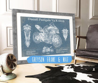 Cutler West 14" x 11" / Greyson Frame & Mat Ducati Panigale V4 R 2019 Vintage Blueprint Motorcycle Patent Print 845000222_61417