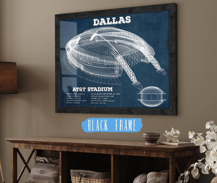 Cutler West Pro Football Collection 14" x 11" / Black Frame Dallas Cowboys - AT&T Stadium - Vintage Football Print 667011899-TOP
