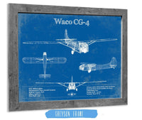 Cutler West 14" x 11" / Greyson Frame Waco CG-4 Military Aircraft Patent Blueprint Original Military Wall Art 933350088-14"-x-11"4491