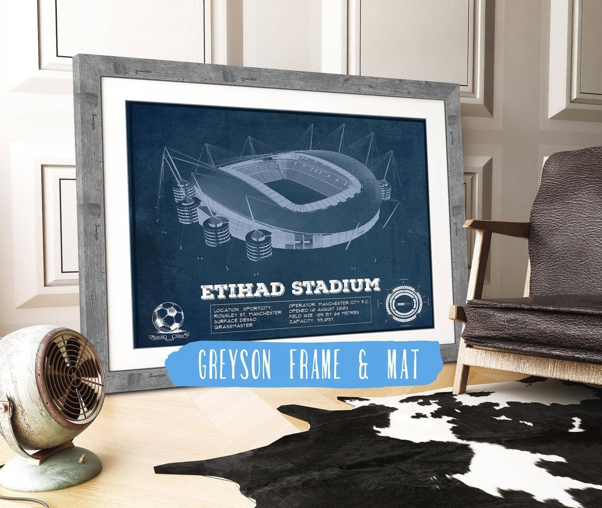 Cutler West Soccer Collection 14" x 11" / Greyson Frame & Mat Manchester City FC- Etihad Stadium Soccer 719053529_64518