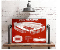 Cutler West Best Selling Collection Ohio State Buckeyes Art - Ohio Stadium Vintage Stadium Blueprint Art Print