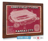 Cutler West Pro Football Collection 14" x 11" / Walnut Frame Kansas City Chiefs Arrowhead Stadium Vintage Football Print 698887690