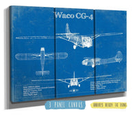 Cutler West 48" x 32" / 3 Panel Canvas Wrap Waco CG-4 Military Aircraft Patent Blueprint Original Military Wall Art 933350088-48"-x-32"4533
