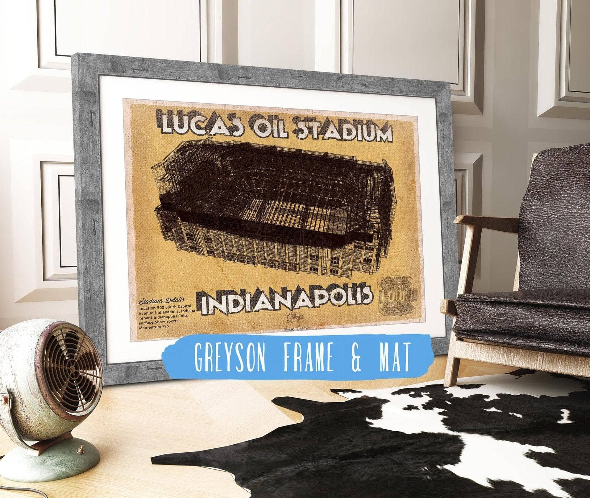 Cutler West Pro Football Collection 14" x 11" / Greyson Frame & Mat Indianapolis Colts Lucas Oil Stadium Vintage Football Print 700666450_64980