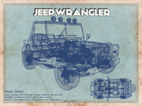 Cutler West Vehicle Collection Jeep Wrangler Vintage Blueprint Auto Print